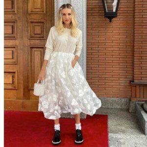 Simone Rocha White Tinsel-embroidered Puff Skirt